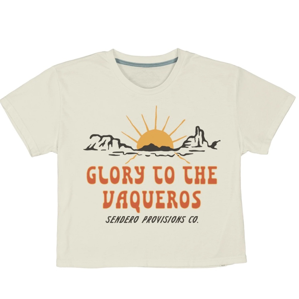 Sendero Vaquero White Cropped T-Shirt